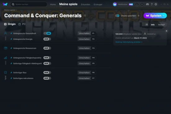 Command & Conquer: Generals Cheats Screenshot