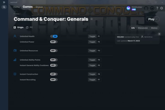 Command & Conquer: Generals cheats screenshot