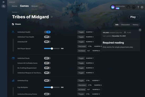 Tribes of Midgard cheats screenshot