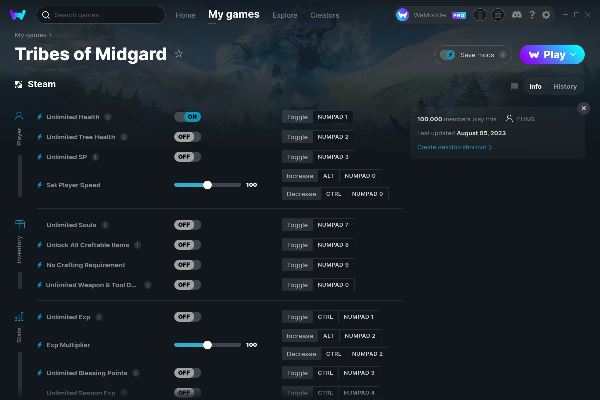 Tribes of Midgard cheats screenshot