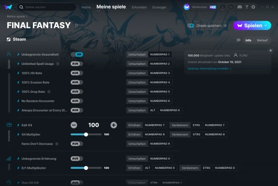 FINAL FANTASY Cheats Screenshot