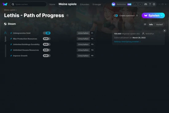 Lethis - Path of Progress Cheats Screenshot