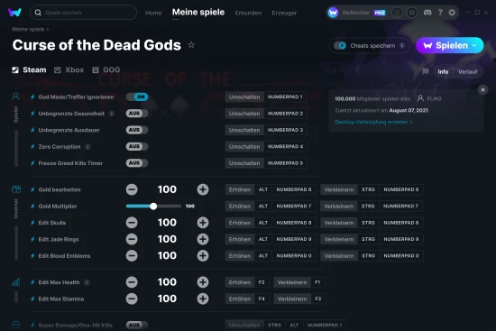 Curse of the Dead Gods Cheats Screenshot