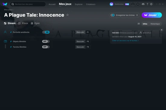 Capture d'écran de triches de A Plague Tale: Innocence