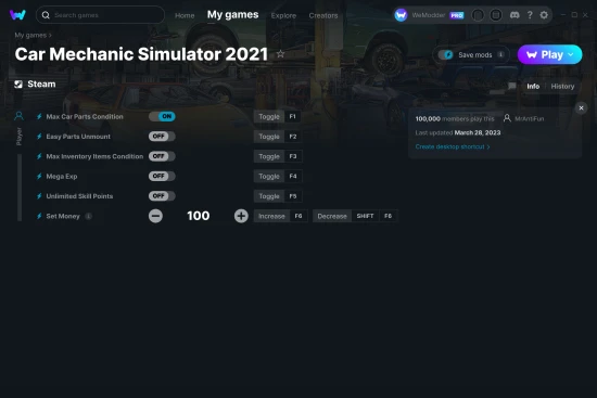 Car Mechanic Simulator 2021 cheats screenshot