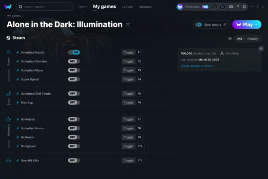 Alone in the Dark: Illumination cheats screenshot