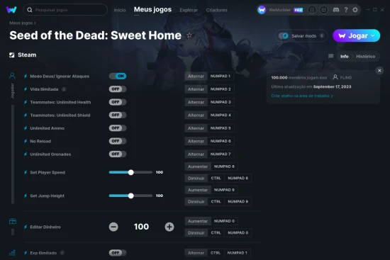 Captura de tela de cheats do Seed of the Dead: Sweet Home