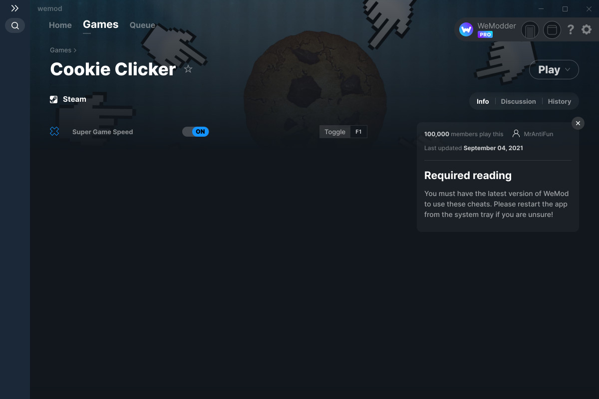 Cookie Clicker Cheats And Trainer For Steam Trainers Wemod Community