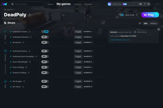 Dead poly cheats