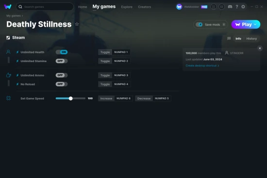 Deathly Stillness cheats screenshot