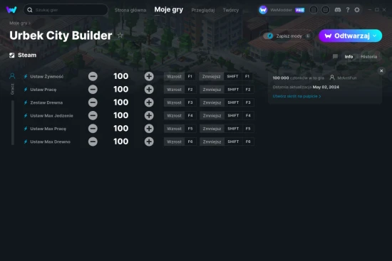 cheaty Urbek City Builder zrzut ekranu