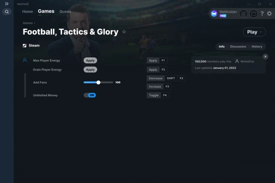 Football, Tactics & Glory cheats screenshot