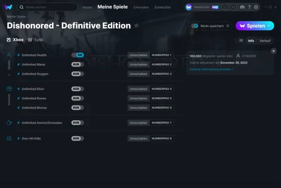 Dishonored - Definitive Edition Cheats Screenshot