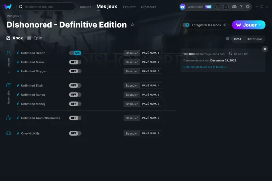Capture d'écran de triches de Dishonored - Definitive Edition