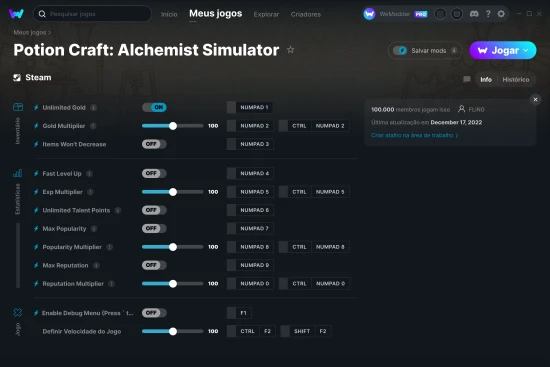 Captura de tela de cheats do Potion Craft: Alchemist Simulator