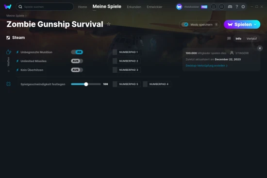 Zombie Gunship Survival Cheats Screenshot