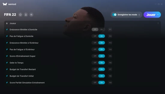 Capture d’écran des cheats pour FIFA 22