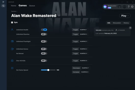 Alan Wake Remastered cheats screenshot