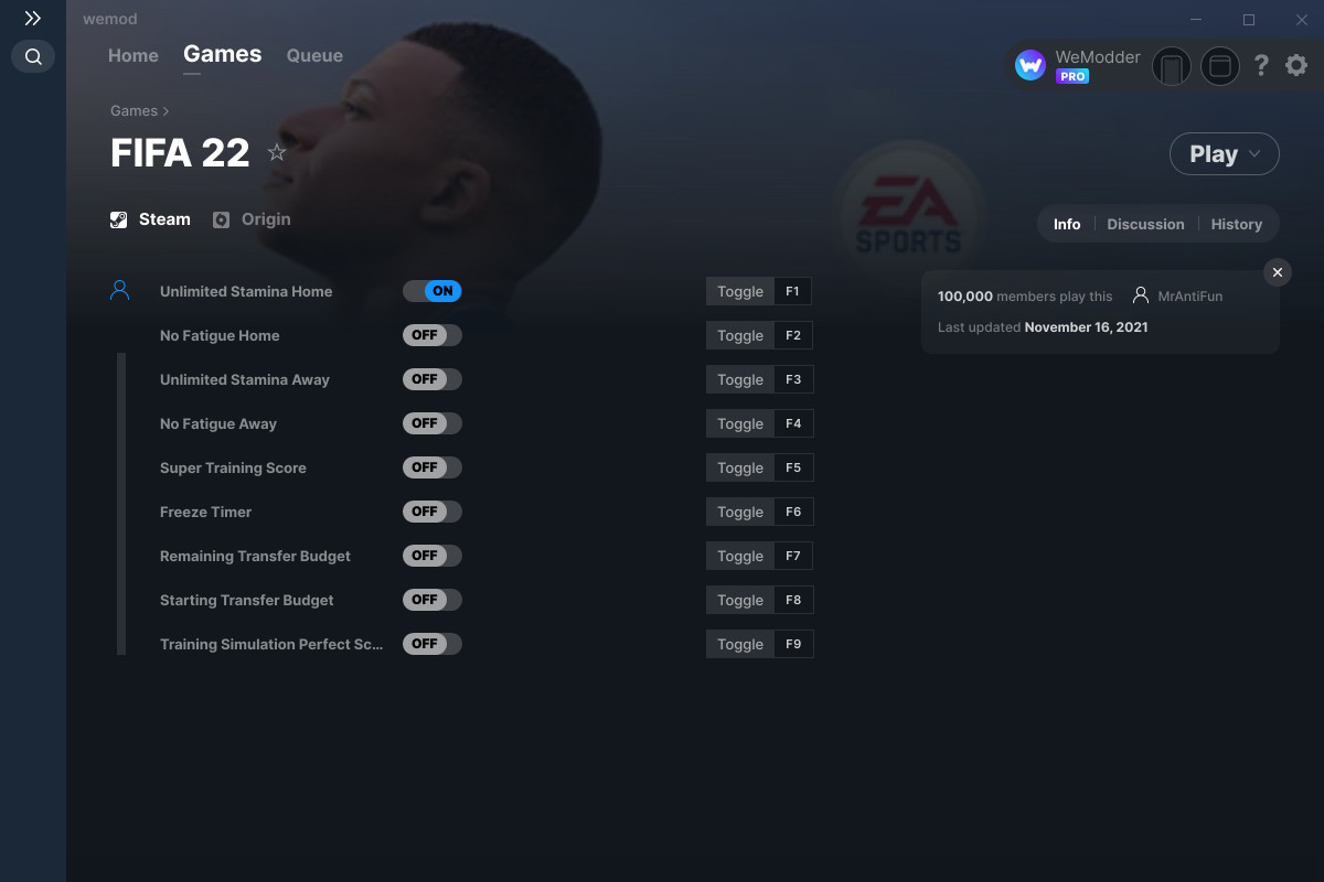 FIFA 22 Cheats and Trainer for Origin - Trainers - WeMod Community