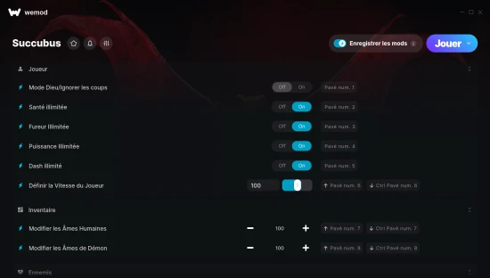Capture d’écran des cheats pour Succubus