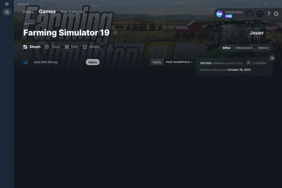 Capture d'écran de triches de Farming Simulator 19