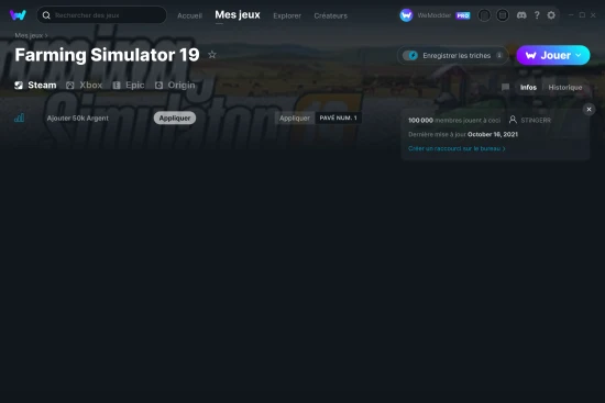 Capture d'écran de triches de Farming Simulator 19