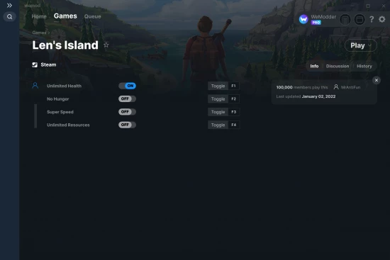 Len's Island cheats screenshot