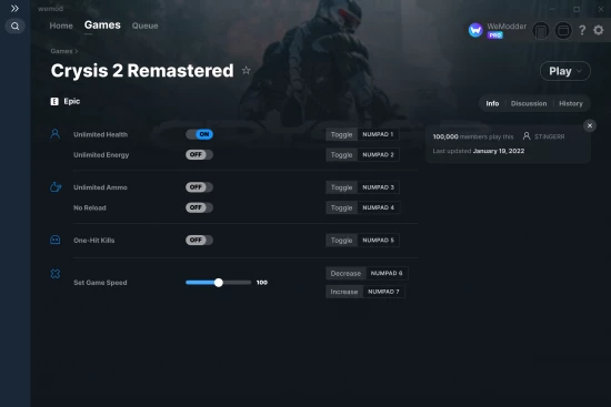 Crysis 2 Remastered cheats screenshot