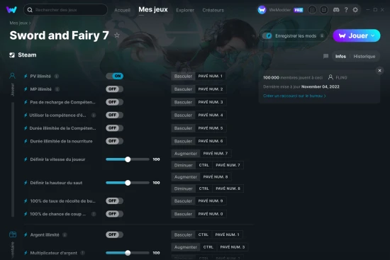 Capture d'écran de triches de Sword and Fairy 7
