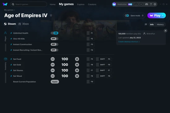 Age of Empires IV cheats screenshot