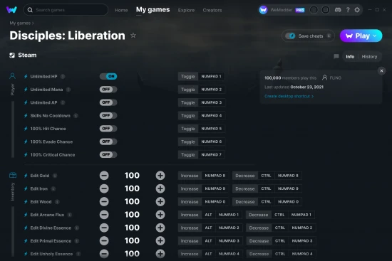 Disciples: Liberation cheats screenshot