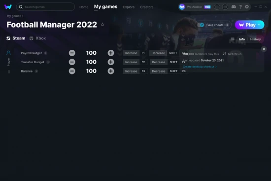Football Manager 2022 cheats screenshot