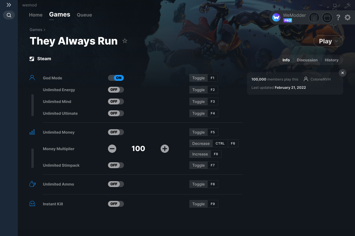 They Always Run Cheats and Trainer for Steam - Trainers - WeMod Community