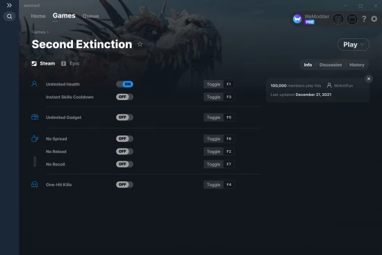 Second Extinction cheats screenshot