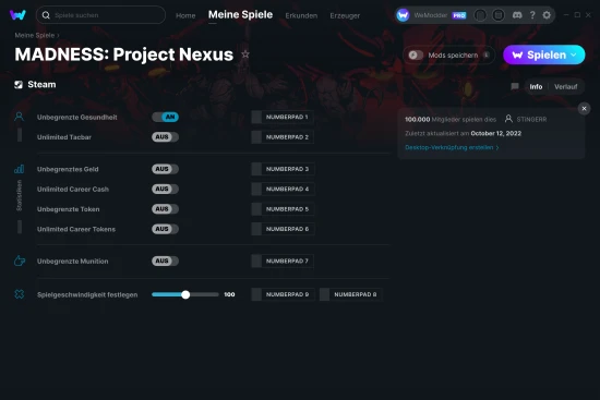 MADNESS: Project Nexus Cheats Screenshot
