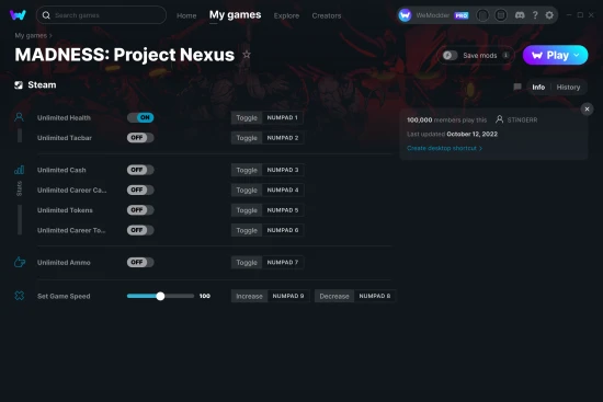MADNESS: Project Nexus cheats screenshot
