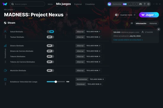 captura de pantalla de las trampas de MADNESS: Project Nexus