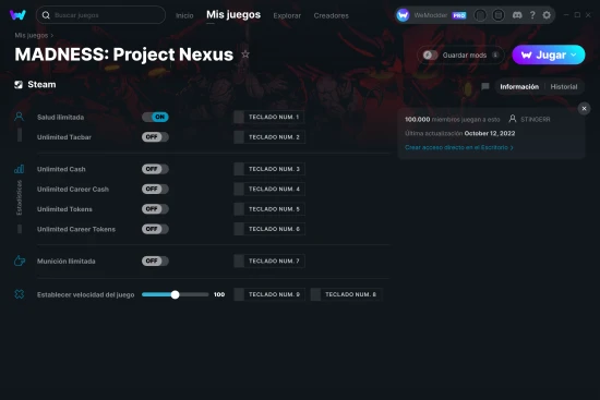 captura de pantalla de las trampas de MADNESS: Project Nexus