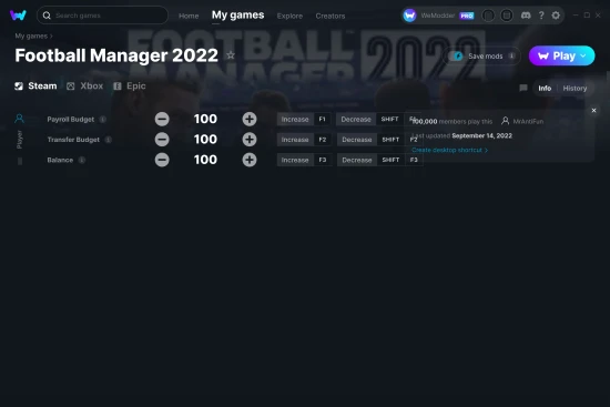 Football Manager 2022 cheats screenshot
