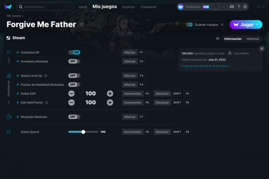 captura de pantalla de las trampas de Forgive Me Father