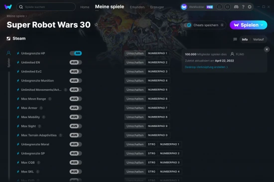 Super Robot Wars 30 Cheats Screenshot