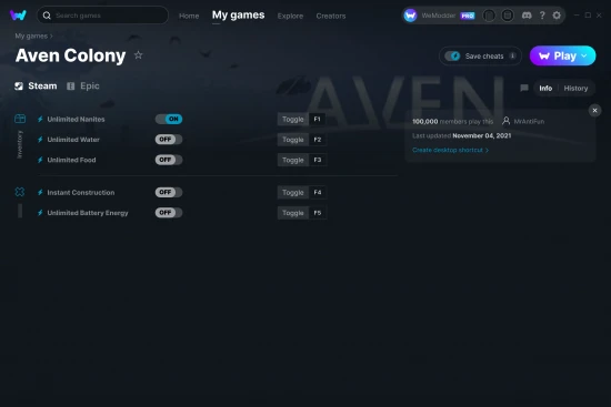 Aven Colony cheats screenshot