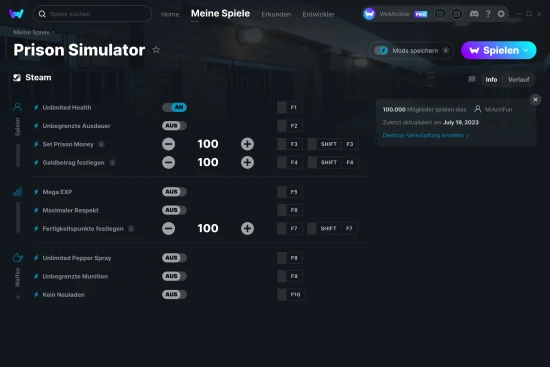 Prison Simulator Cheats Screenshot