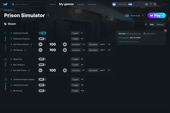 Prison Simulator cheats screenshot