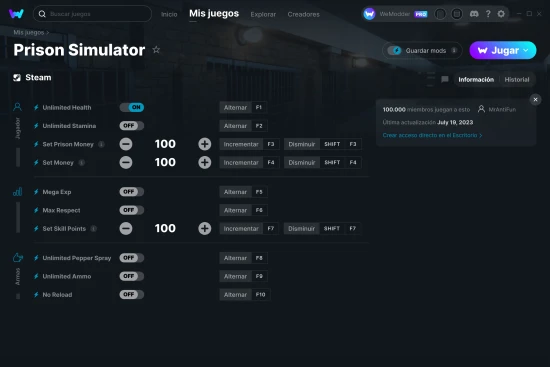 captura de pantalla de las trampas de Prison Simulator