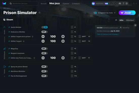 Capture d'écran de triches de Prison Simulator