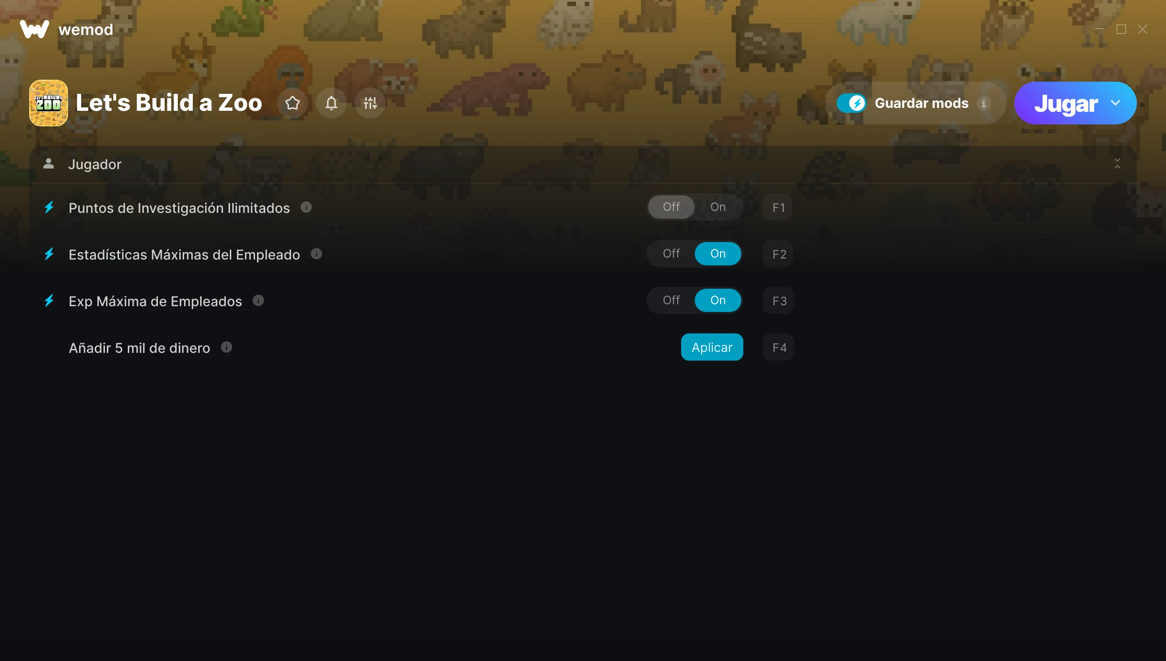 Captura de pantalla de las trampas de Let's Build a Zoo