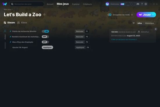 Capture d'écran de triches de Let's Build a Zoo
