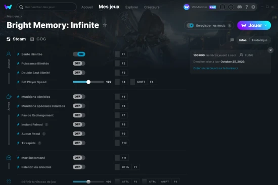Capture d'écran de triches de Bright Memory: Infinite