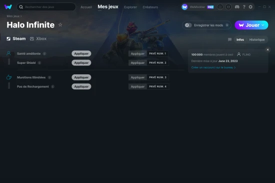 Capture d'écran de triches de Halo Infinite